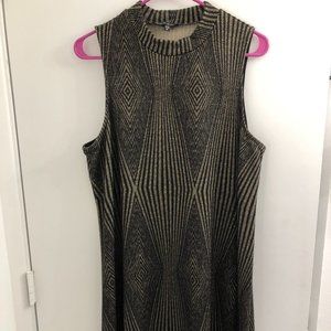 Black & Gold Mod 90s-style Mock Turtleneck Sleeveless Sweater Dress